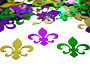 Fleur De Lis Confetti, Gold, Green and Purple by the pound or packet